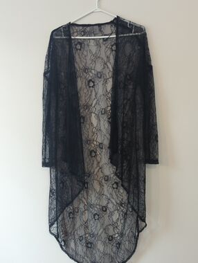 Divided Black Floral Lace Sheer Cardigan